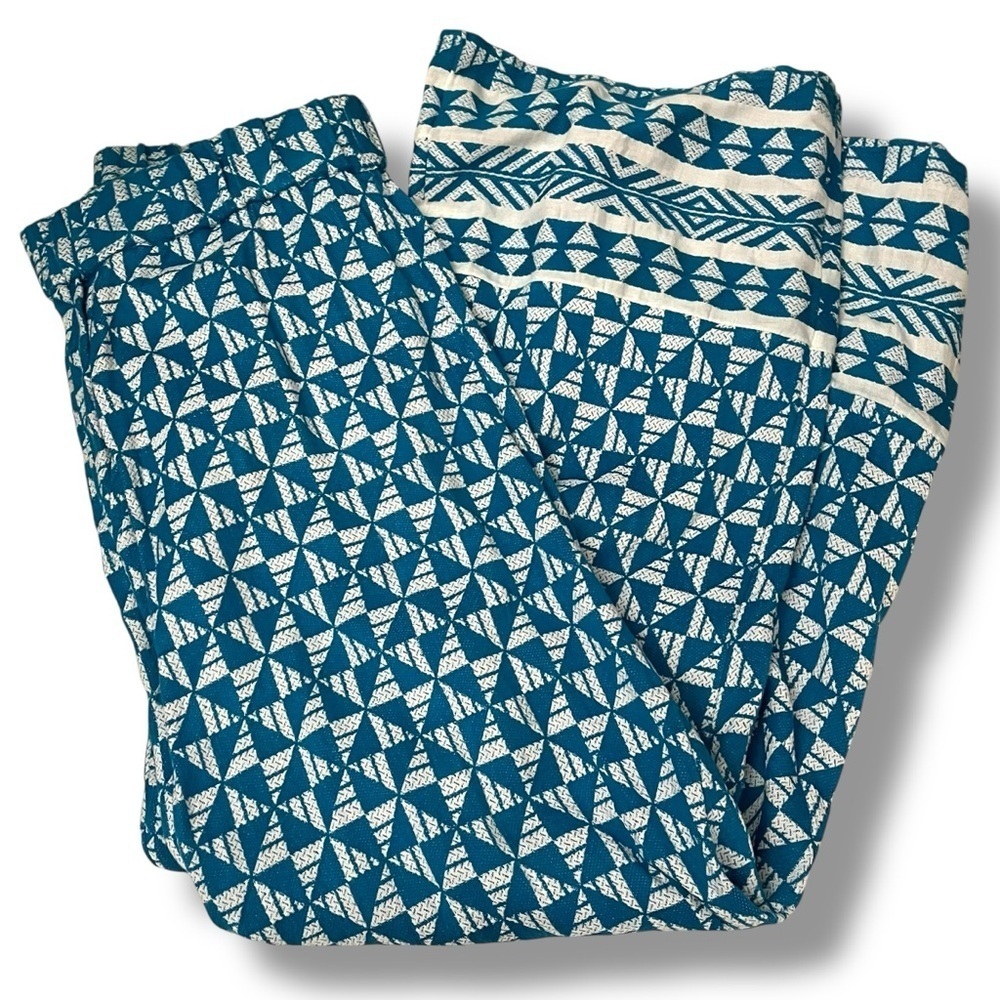 Soft Surroundings Blue Narah Palazzo Pants Womens Large Pull On Wide Leg